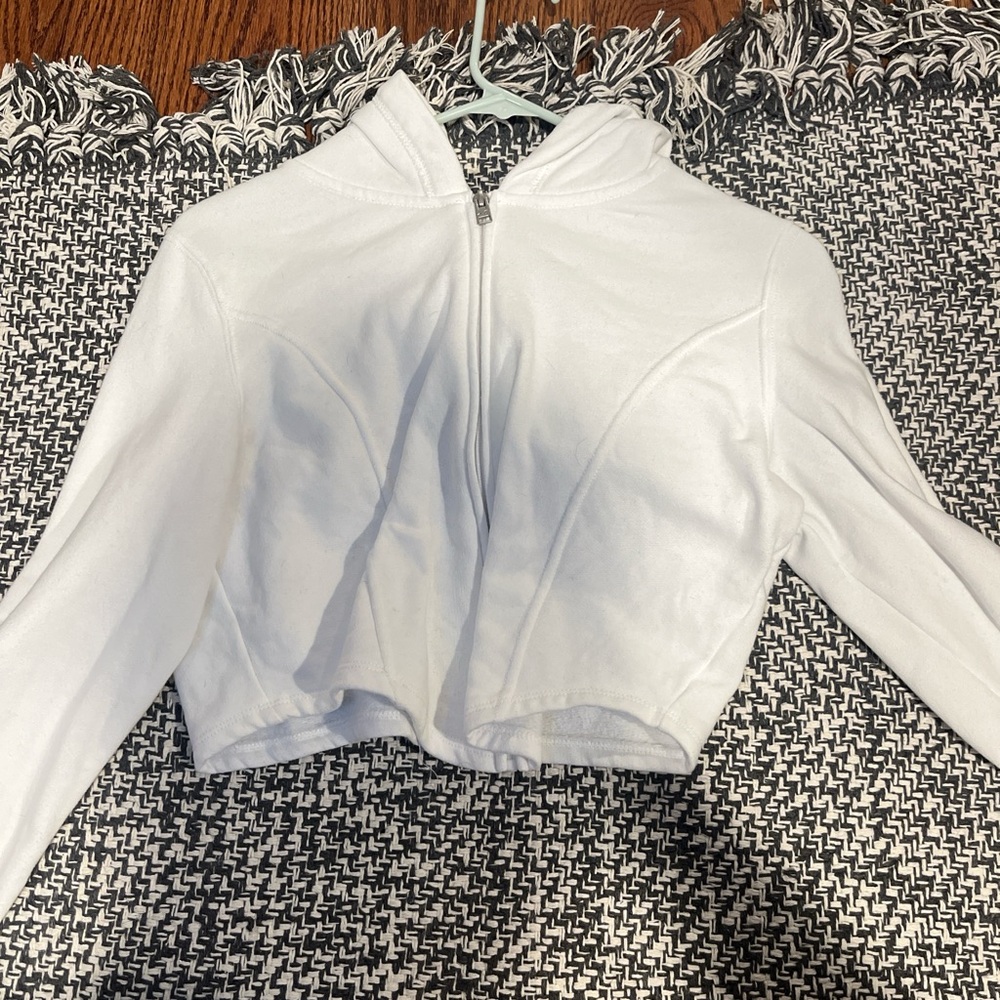 hollister cropped white hoodie corset